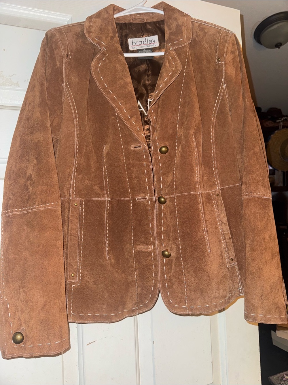 Bradley Suede Button-Front Jacket in Brown
